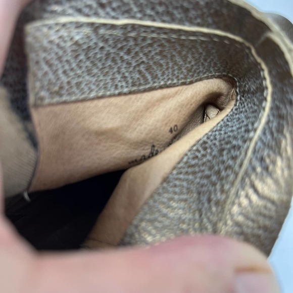 Joie Jodi Gold Metallic Leather Boots Booties Flaw Size Euro 40 - US 10 - Picture 7 of 8